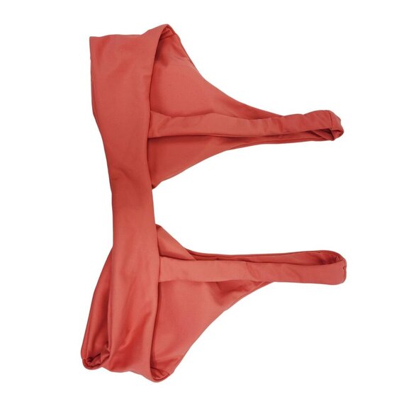 Rust Red Swimsuit Bikini Set With Knot Detail High Waist Bottoms Size M - Picture 4 of 7
